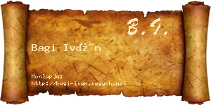 Bagi Iván névjegykártya